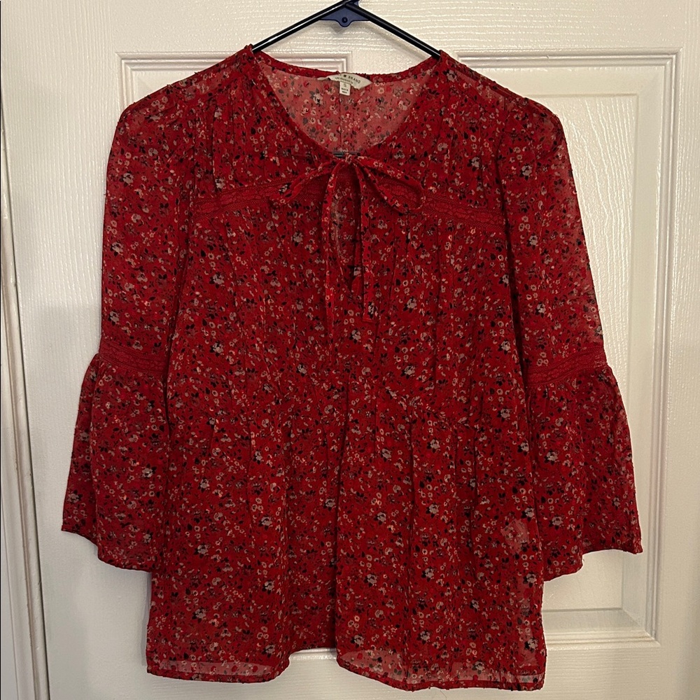 Lucky Brand Red Floral Blouse